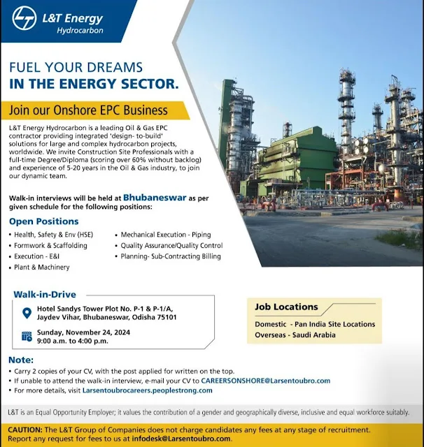 L&T Energy Hydrocarbon Walk In Interview